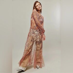Free people starlight embellished sheer sequin fairy slip size xsmall